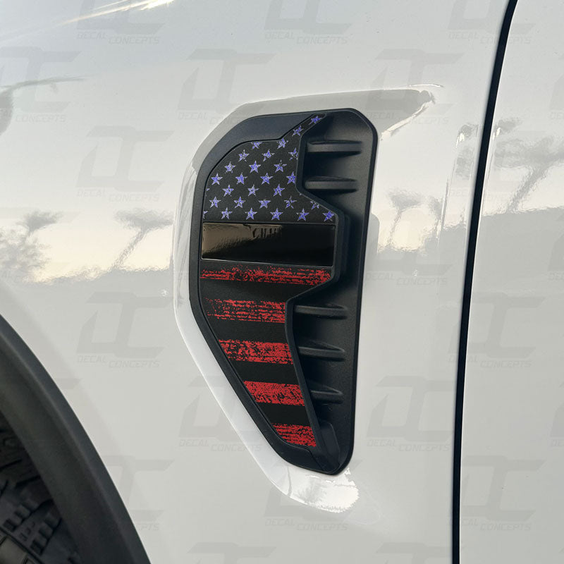 American Flag Fender Badge Emblem Accent Decal Kit For Ford Ranger (2024+)