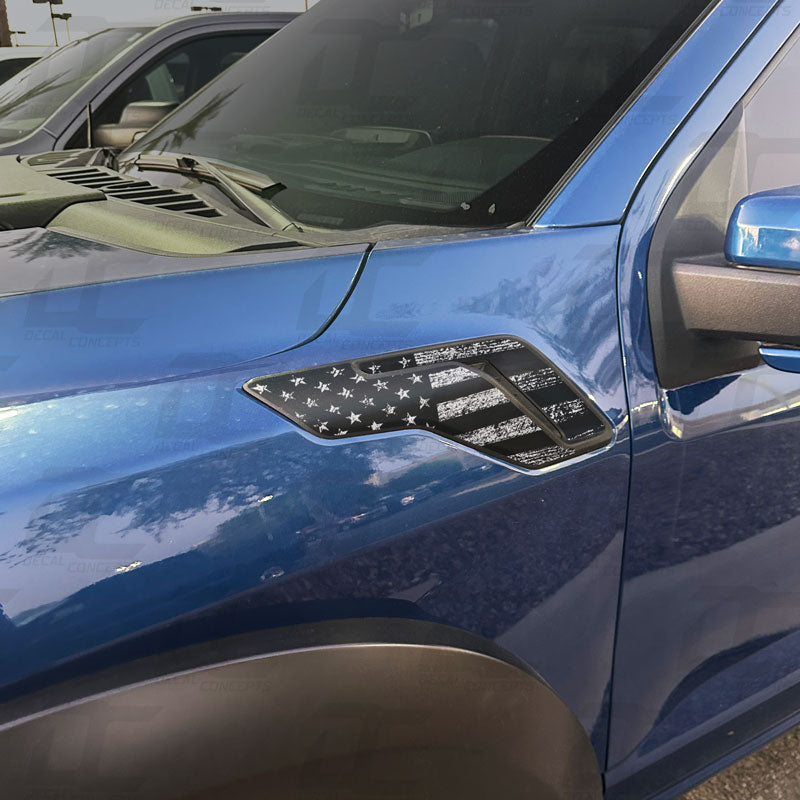 American Flag Fender Vent Accent Decal Kit For Ford Raptor (2021+)