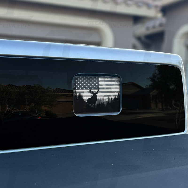 American Flag Elk Forest Silhouette Rear Window Printed Accent Decal For Jeep Gladiator (2020-2024)