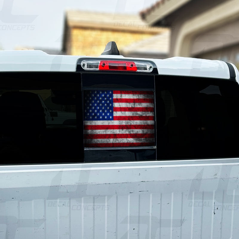 American Flag Distressed Rear Window Printed Accent Decal For Dodge Ram (2019-2024)