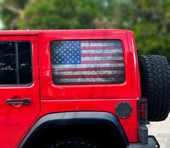 American Flag Rear Side Window Accent Decal Kit For Jeep Wrangler 4 door (2011-2017)