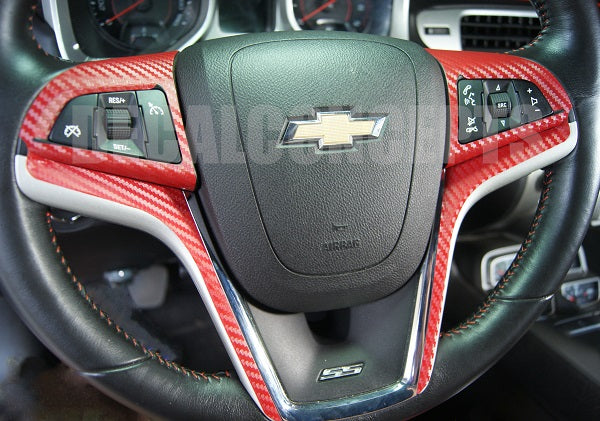 Carbon Fiber Full Steering Wheel Accent Decal For Chevy Camaro (2012-2015)
